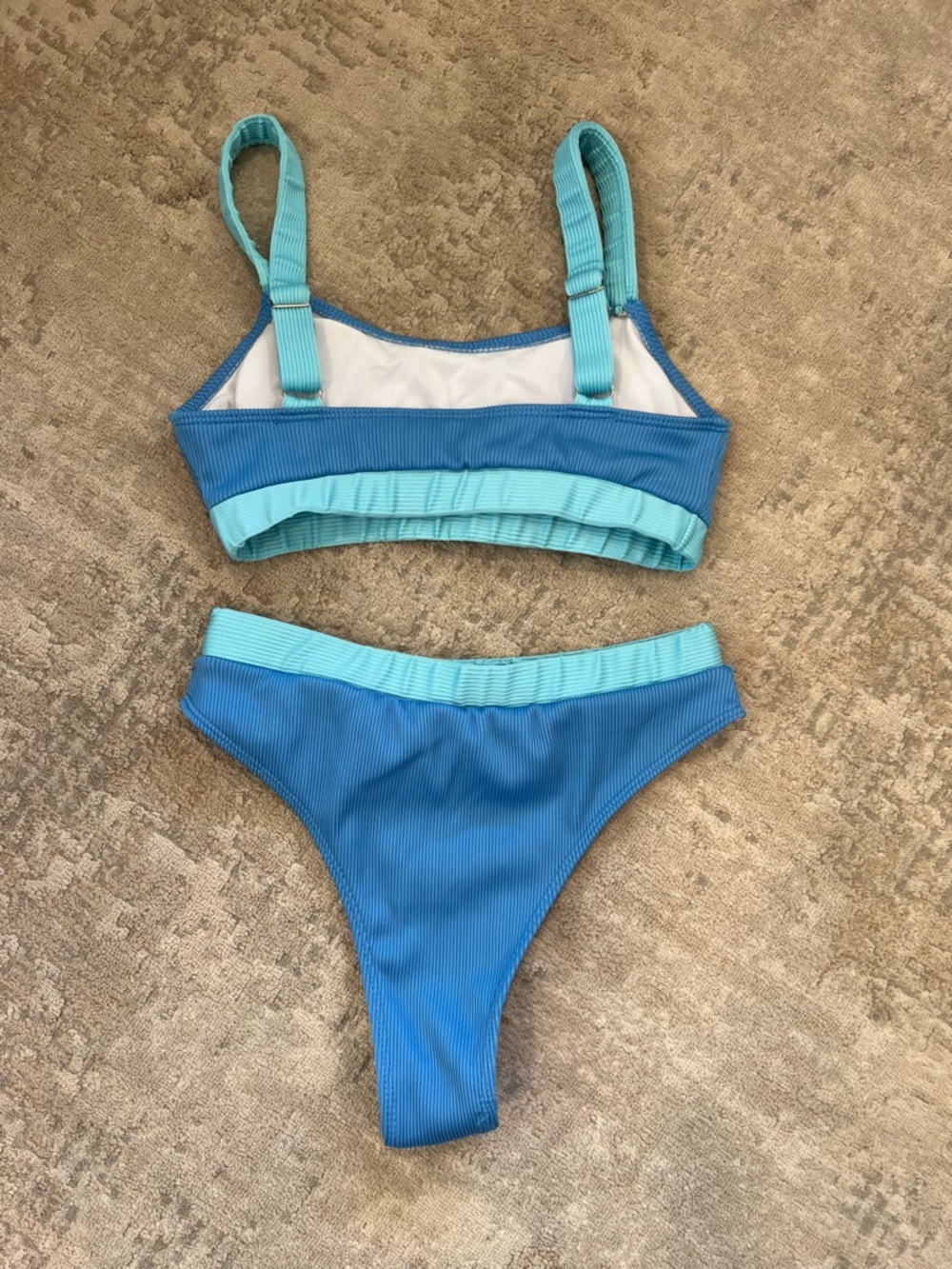 Blue Two-Piece Ribbed Bikini - Picture 2 of 2